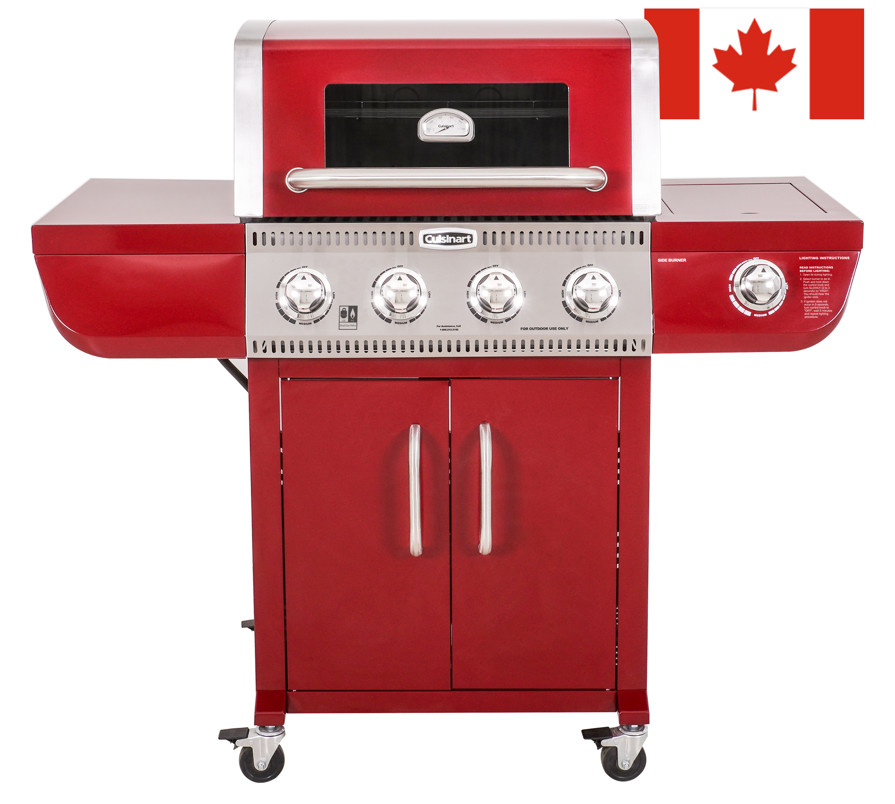Cuisinart Red 4-Burner Dual Fuel Gas Grill (Propane/Natural Gas) - CANADA